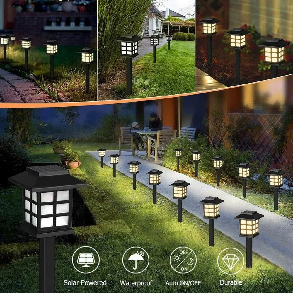 Outdoor Solar Lights (12 Pack) Warm Light Solar Garden Pathway Lights
